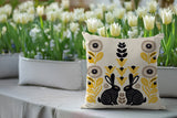 Lexa Rabbit Reversible Indoor/Outdoor Square Pillow in Yellow - Size 20x20