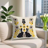 Lexa Rabbit Reversible Indoor/Outdoor Square Pillow in Yellow - Size 20x20