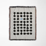 Lissa Dots Abstract Cotton Blend Blanket Throw in Blue, Black and Off-White, full view