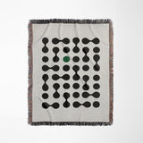 Lissa Dots Abstract Cotton Blend Blanket Throw in Green, Black and Off-White, full view