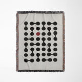 Lissa Dots Abstract Cotton Blend Blanket Throw in Red, Black and Off-White, full view