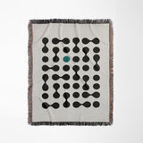 Lissa Dots Abstract Cotton Blend Blanket Throw in Teal, Black and Off-White, full view