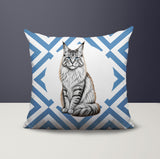 Maine Coon Cat Indoor/Outdoor Reversible Square Pillow