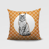 Maine Coon Cat Indoor/Outdoor Reversible Square Pillow