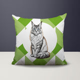 Maine Coon Cat Indoor/Outdoor Reversible Square Pillow