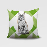 Maine Coon Cat Indoor/Outdoor Reversible Square Pillow