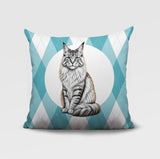Maine Coon Cat Indoor/Outdoor Reversible Square Pillow
