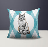 Maine Coon Cat Indoor/Outdoor Reversible Square Pillow