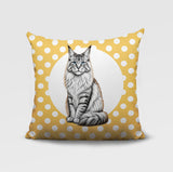 Maine Coon Cat Indoor/Outdoor Reversible Square Pillow