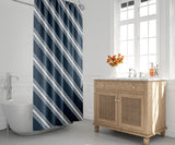 May Shower Curtain in Navy Blue and White