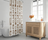Mette Reverse Geometric and Abstract Shower Curtain in Beige