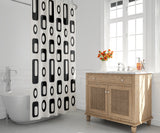 Mette Reverse Geometric and Abstract Shower Curtain in Black - view 2