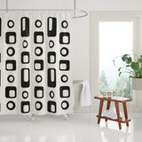 Mette Reverse Geometric and Abstract Shower Curtain in Black