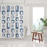 Mette Reverse Geometric and Abstract Shower Curtain in Blue
