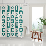 Mette Reverse Geometric and Abstract Shower Curtain in Emerald