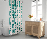 Mette Reverse Geometric and Abstract Shower Curtain in Emerald - view 2