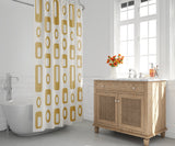 Mette Reverse Geometric and Abstract Shower Curtain in Mustard - view 2