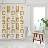 Mette Reverse Geometric and Abstract Shower Curtain in Mustard