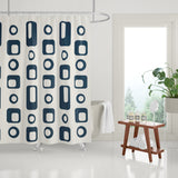 Mette Reverse Geometric and Abstract Shower Curtain in Navy