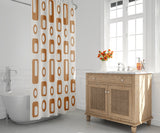 Mette Reverse Geometric and Abstract Shower Curtain in Orange - view 2