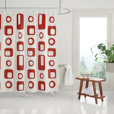 Mette Reverse Geometric and Abstract Shower Curtain in Red