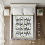 Mida Zebra Cotton Blend Blanket Throw, laid flat