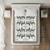 Mida Zebra Cotton Blend Blanket Throw, laid flat