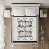 Mida Zebra Cotton Blend Blanket Throw, laid flat
