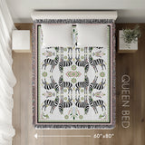 Mida Zebra Cotton Blend Blanket Throw, laid flat