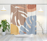 Mido Floral and Abstract Shower Curtain in Brown, Blue and Pink