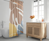 Mido Floral and Abstract Shower Curtain in Brown, Blue and Pink - view 2