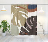 Mido Floral and Abstract Shower Curtain in Green, Mint and Brown