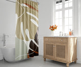 Mido Floral and Abstract Shower Curtain in Green, Mint and Brown - view 2