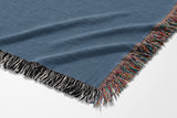 Mossi African Mask 100% Cotton Blanket in Blue and Beige, side view