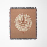 Mossi African Mask 100% Cotton Blanket in Rust and Beige, laid flat