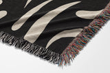 Nami Abstract Floral Blanket Throw in Black and Beige, side view