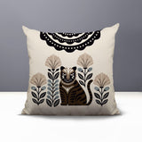 Nara Tiger Reversible Indoor/Outdoor Square Pillow in Beige - Size 20x20