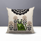 Nara Tiger Reversible Indoor/Outdoor Square Pillow in Chartreuse - Size 20x20