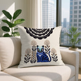 Nara Tiger Reversible Indoor/Outdoor Square Pillow in Navy Blue - Size 20x20