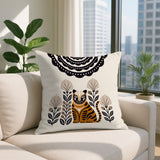 Nara Tiger Reversible Indoor/Outdoor Square Pillow in Orange - Size 20x20