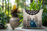 Nara Tiger Reversible Indoor/Outdoor Square Pillow in Turquoise - Size 20x20
