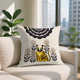 Nara Tiger Reversible Indoor/Outdoor Square Pillow in Yellow - Size 20x20