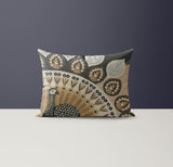Nica Microsuede Rectangular Pillow in Gray/Ochre/Beige - Size 20x14