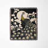 Nivo Peacock Cotton Blend Blanket Throw in Black, full view