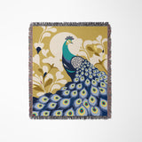 Nivo Peacock Cotton Blend Blanket Throw in Blue, full view