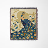 Nivo Peacock Cotton Blend Blanket Throw in Dark Turquoise, full view