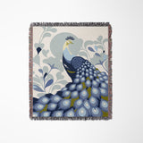 Nivo Peacock Cotton Blend Blanket Throw in Light Blue, full view