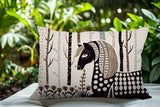 Noko Horse Reversible Indoor/Outdoor Lumbar Pillow in Beige - Size 25x18