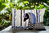 Noko Horse Reversible Indoor/Outdoor Lumbar Pillow in Navy Blue - Size 25x18