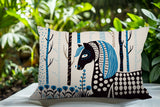 Noko Horse Reversible Indoor/Outdoor Lumbar Pillow in Turquoise - Size 25x18